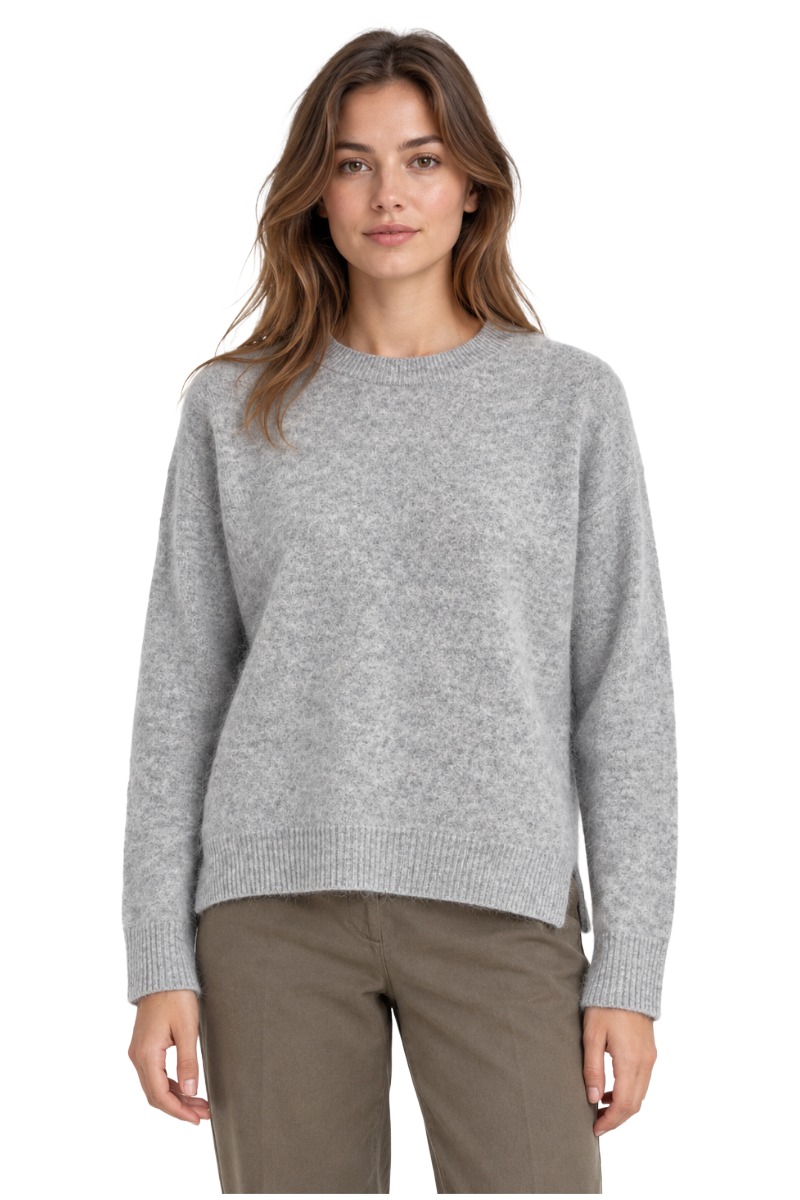 Feiner Damen Strick Pullover mit Rundhals aus Lanawolle & Kaschmir