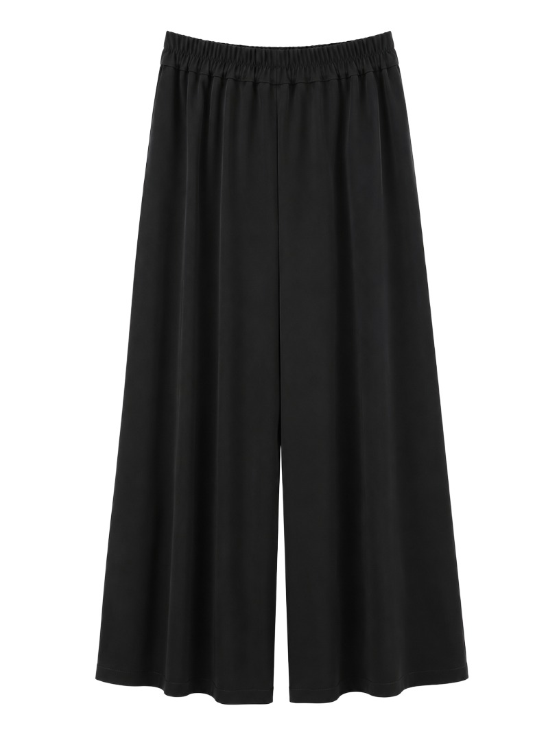 Fließende Palazzo-Falten-Hose mit Gummizug hinten