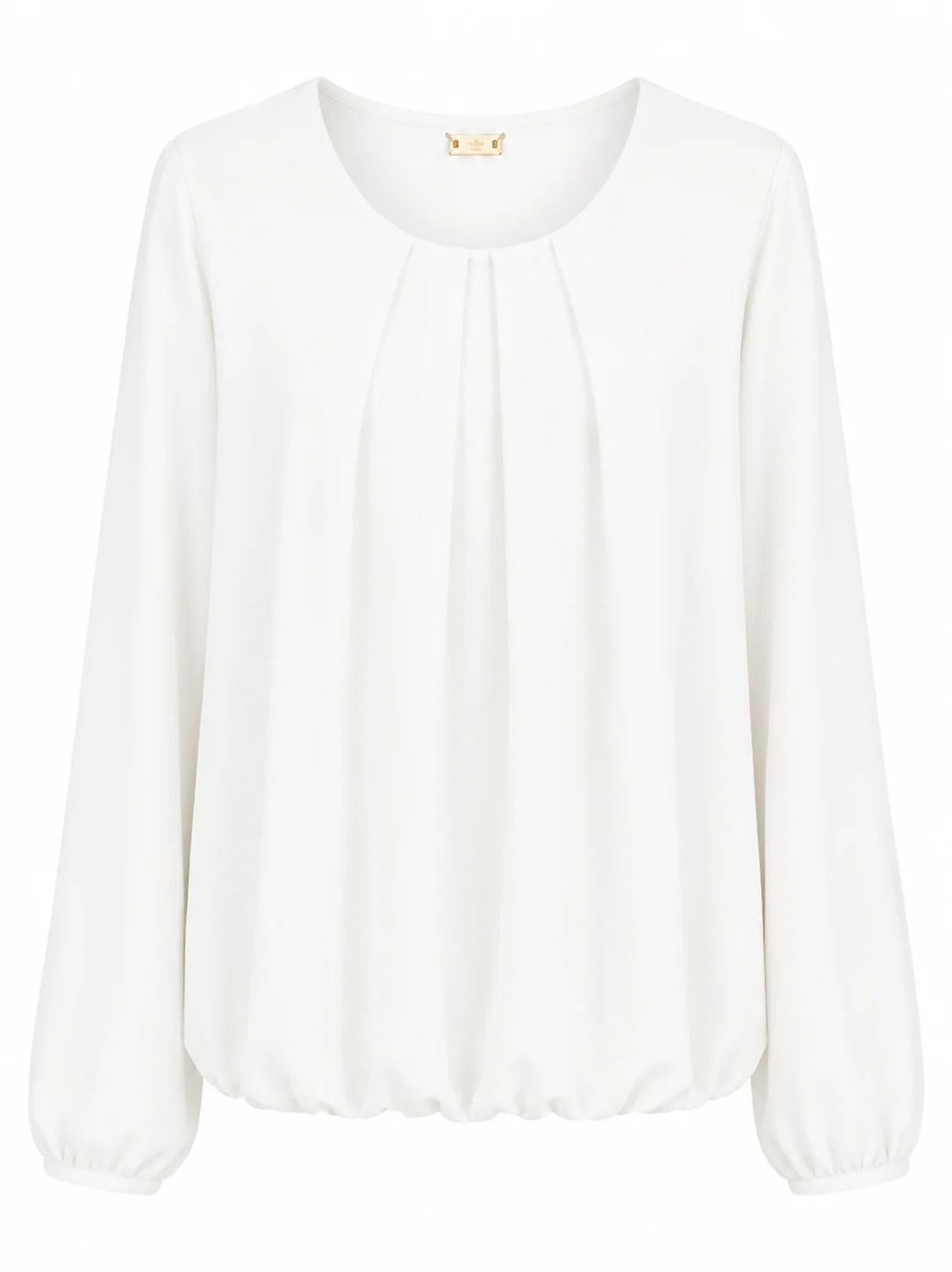Ballonblusenshirt mit transparentem Oberstoff & Falten-Rundhals