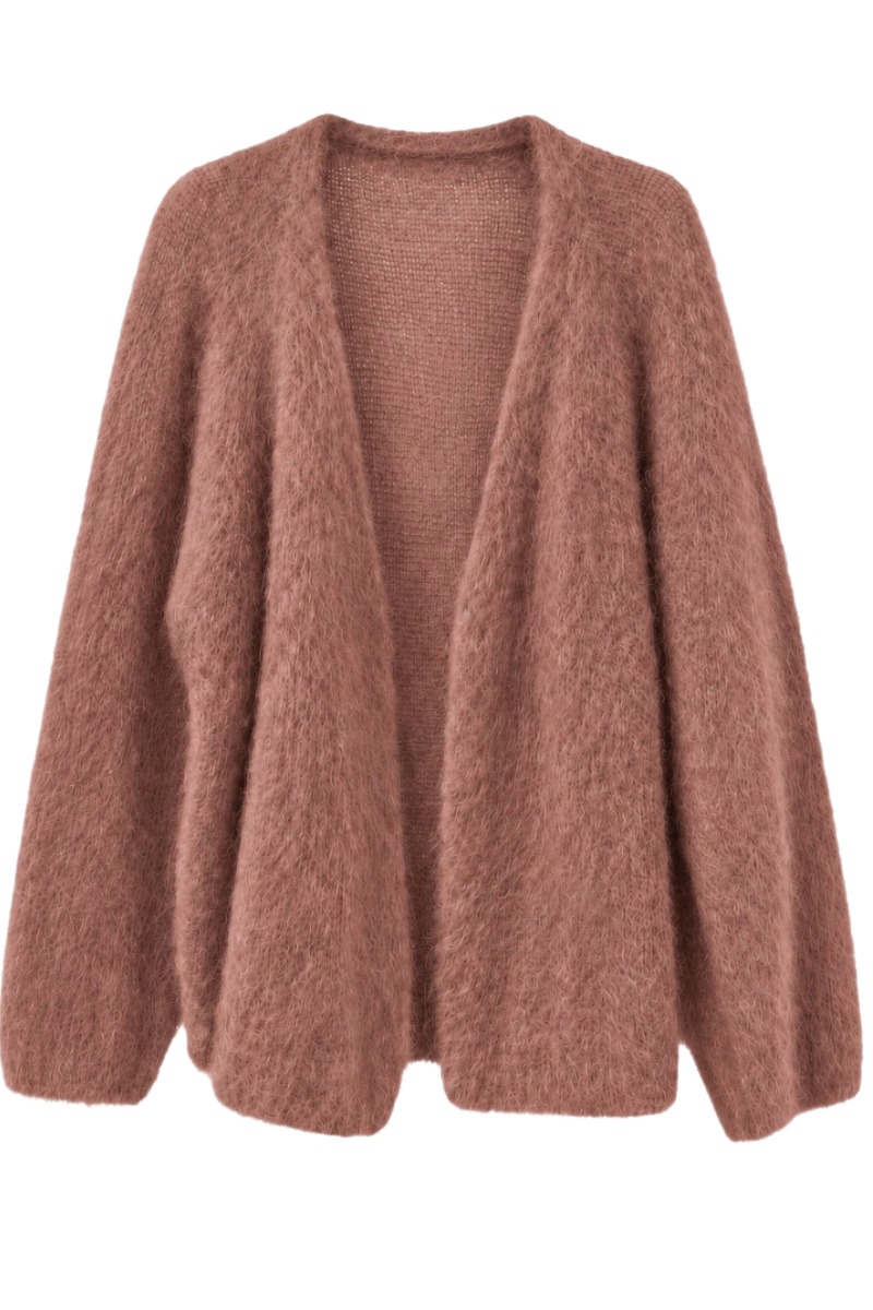 Offene Kid Mohair Strickjacke – 80 % Mohair Made in Italy