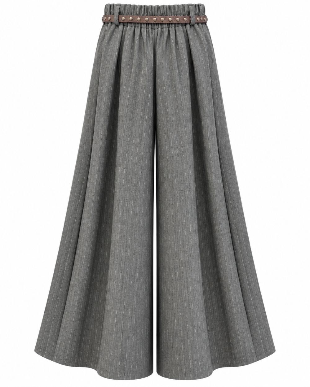 Weite Nadelstreifen Bundfaltenhose mit schmalem Gürtel