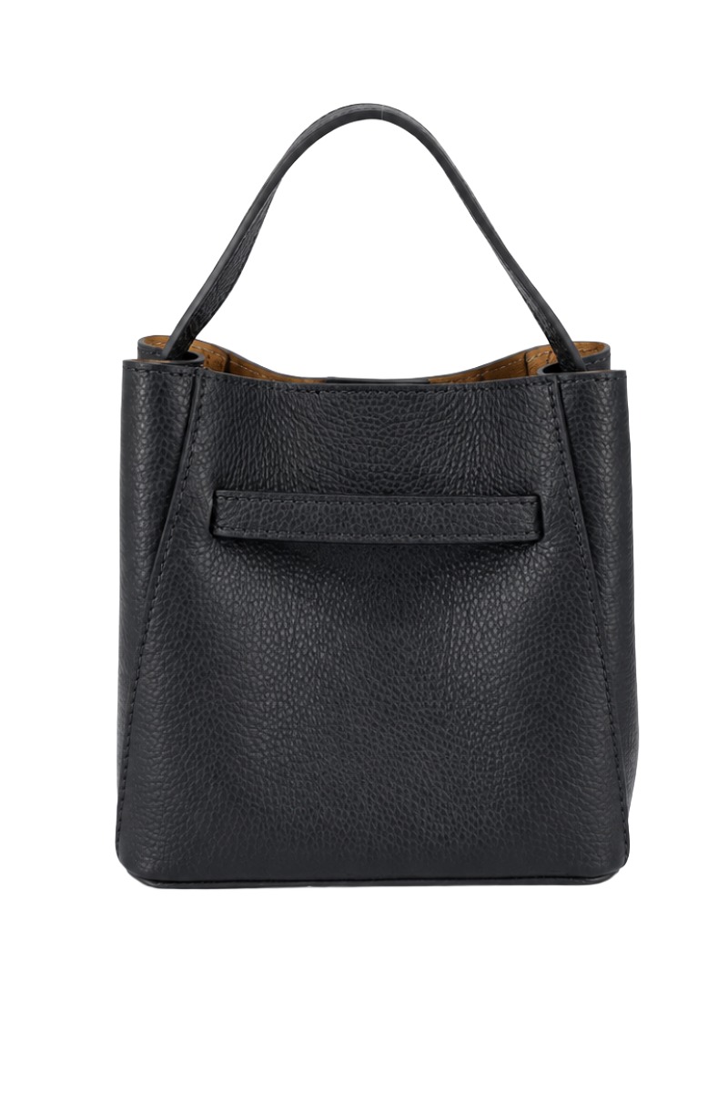 Leder Henkeltasche 0543 2-in-1 mit Drehverschluss & Innentasche