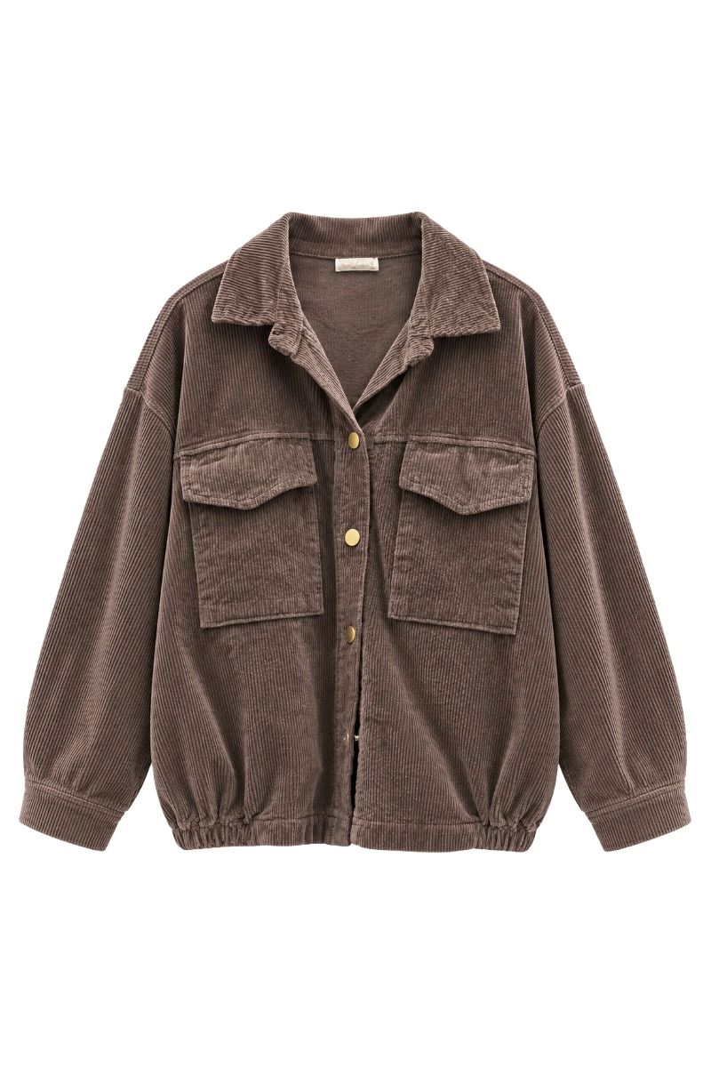 Cord -Hemdjacke mit Druckknöpfen