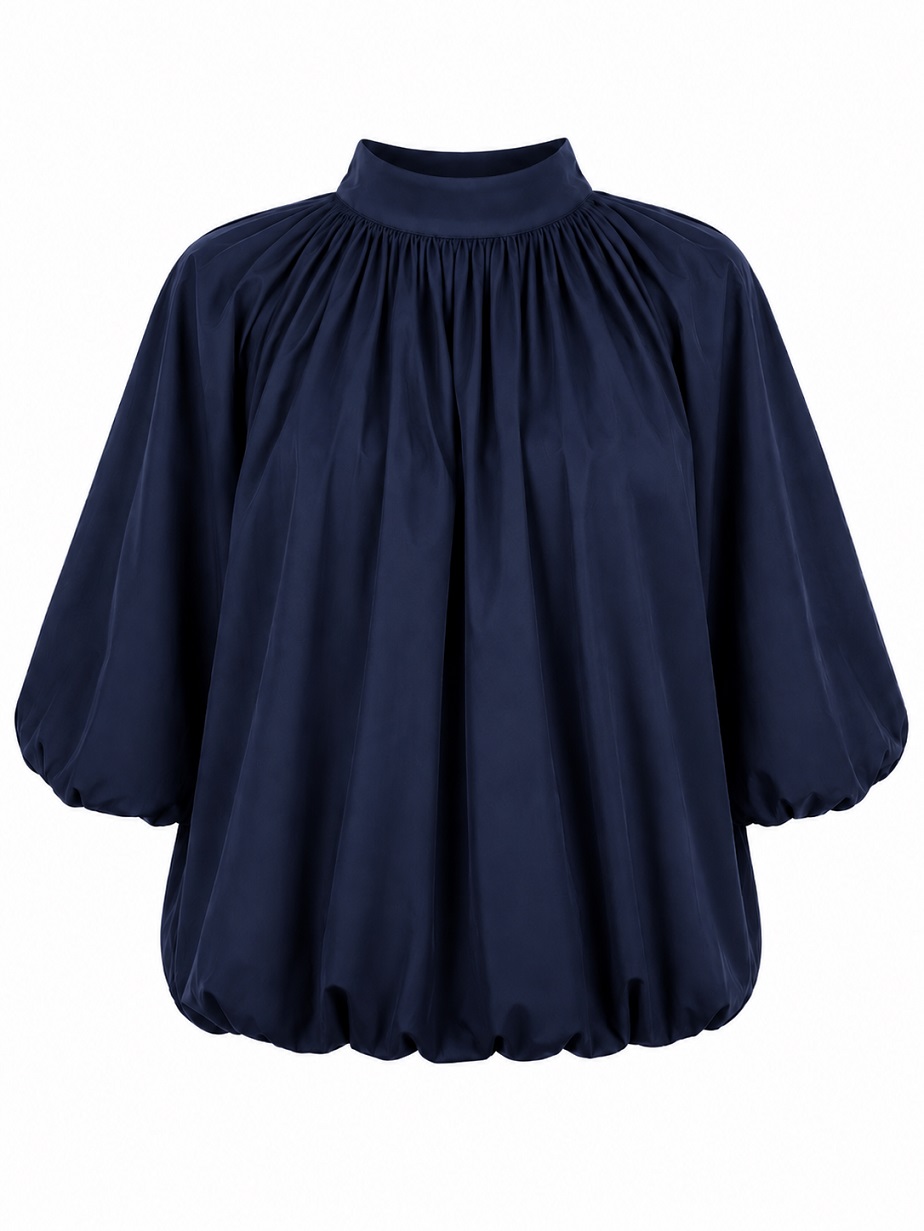 Ballonbluse mit Stehkragen und Schleife hinten