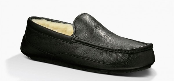 UGG Ascot Leather Herren Slipper Pantoffeln schwarz