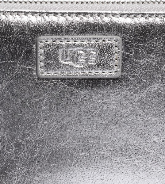 UGG Honey Zip Arnd Wallet Leather Damen Portemonnaie silber metallic